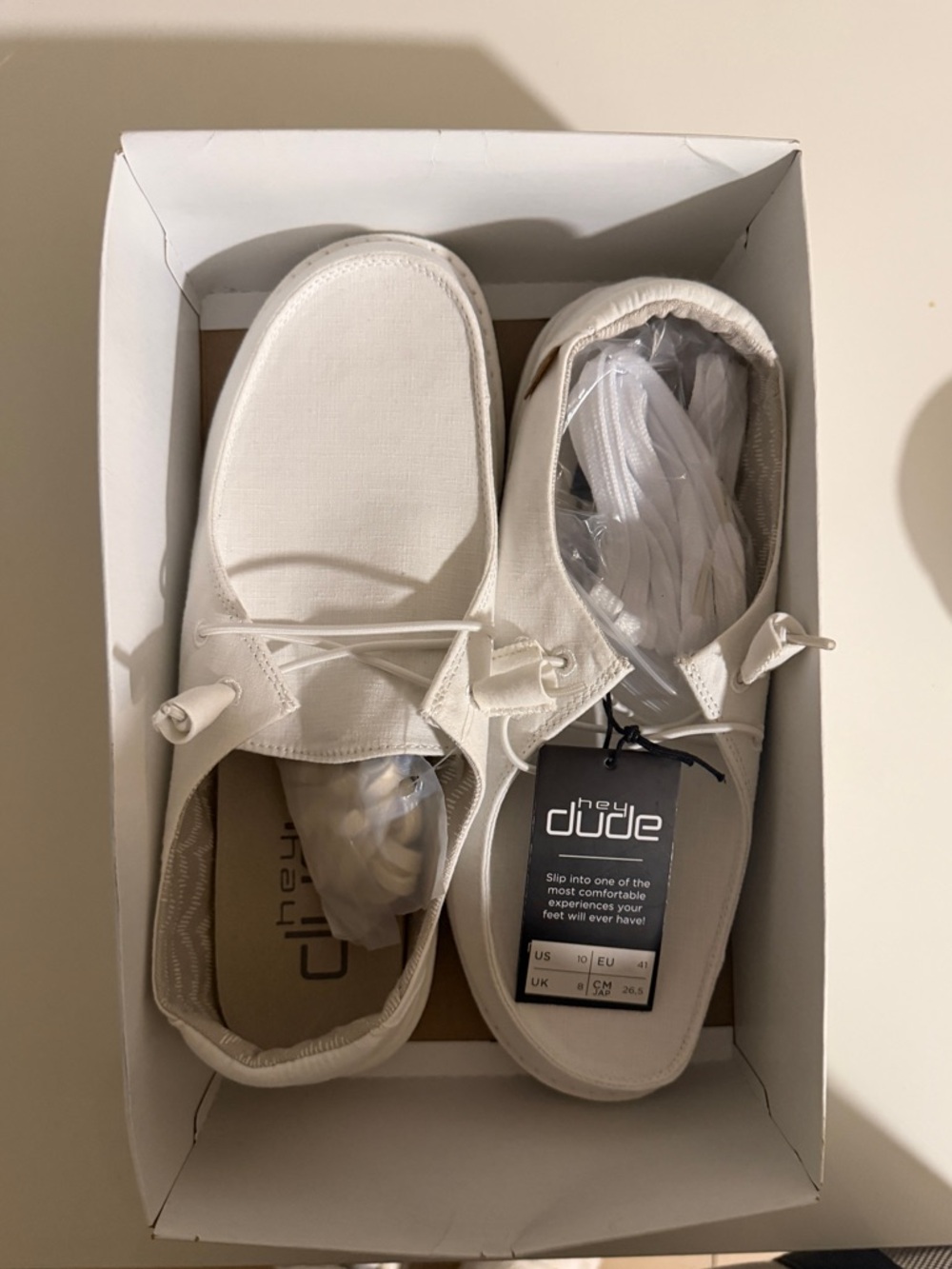 Hey Dude Off-White Canvas Slip-On Shoes